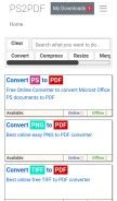 How ps2pdf.com looks like on a mobile device such as an iPhone.