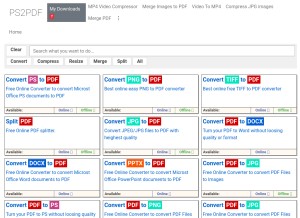 How ps2pdf.com looks like on a tablet such as an iPad.