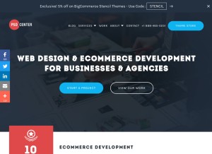 How psdcenter.com looks like on a tablet such as an iPad.