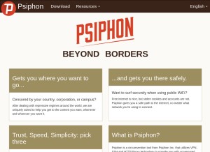 How psiphon3.com looks like on a tablet such as an iPad.