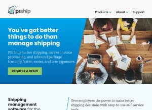 How psship.com looks like on a tablet such as an iPad.