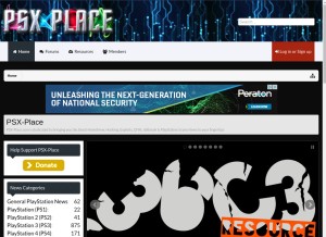 How psx-place.com looks like on a tablet such as an iPad.