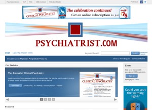How psychiatrist.com looks like on a tablet such as an iPad.