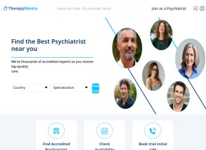 How psychiatrist.therapymantra.co looks like on a tablet such as an iPad.