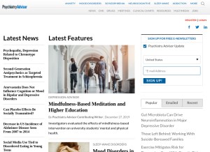 How psychiatryadvisor.com looks like on a tablet such as an iPad.