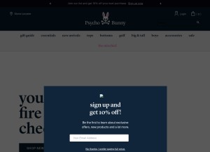 How psychobunny.com looks like on a tablet such as an iPad.