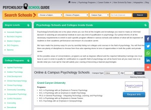How psychologyschoolguide.net looks like on a tablet such as an iPad.