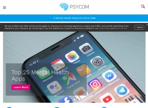 How psycom.net looks like on a tablet such as an iPad.