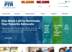 How pta.org looks like on a tablet such as an iPad.