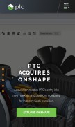 How ptc.com looks like on a mobile device such as an iPhone.
