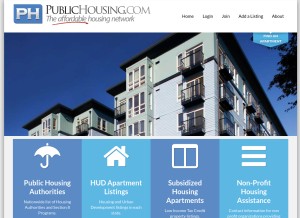 How publichousing.com looks like on a tablet such as an iPad.