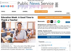 How publicnewsservice.org looks like on a tablet such as an iPad.