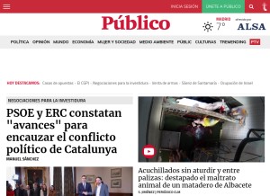 How publico.es looks like on a tablet such as an iPad.