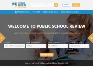 How publicschoolreview.com looks like on a tablet such as an iPad.