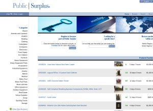 How publicsurplus.com looks like on a tablet such as an iPad.