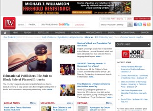 How publishersweekly.com looks like on a tablet such as an iPad.