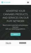 How puffnetwork.com looks like on a mobile device such as an iPhone.
