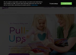 How pull-ups.com looks like on a tablet such as an iPad.