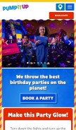 How pumpitupparty.com looks like on a mobile device such as an iPhone.