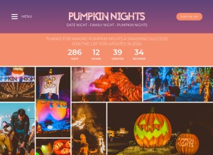 How pumpkinnights.com looks like on a tablet such as an iPad.