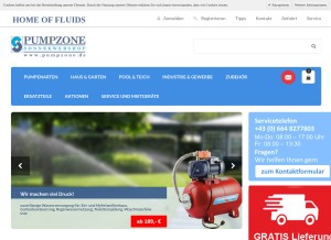 How pumpzone.de looks like on a tablet such as an iPad.