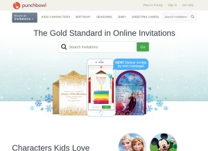 How punchbowl.com looks like on a tablet such as an iPad.