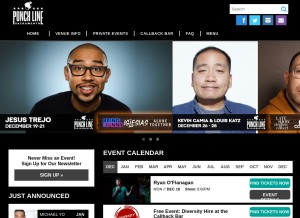How punchlinesac.com looks like on a tablet such as an iPad.