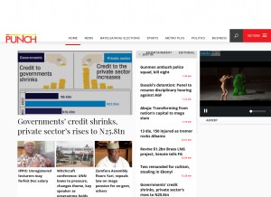 How punchng.com looks like on a tablet such as an iPad.