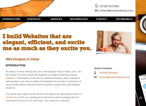 How puneetsakhuja.com looks like on a tablet such as an iPad.