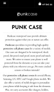 How punkcase.com looks like on a mobile device such as an iPhone.