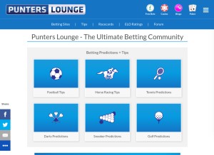 How punterslounge.com looks like on a tablet such as an iPad.