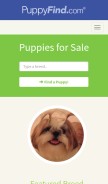 How puppyfind.com looks like on a mobile device such as an iPhone.