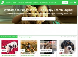 How puppyfinder.com looks like on a tablet such as an iPad.