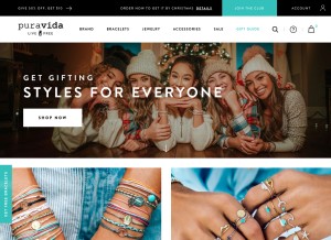 How puravidabracelets.com looks like on a tablet such as an iPad.