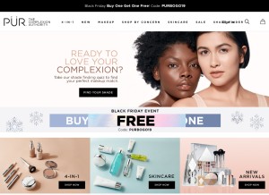 How purcosmetics.com looks like on a tablet such as an iPad.