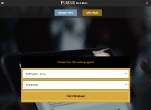 How purdueglobal.edu looks like on a tablet such as an iPad.