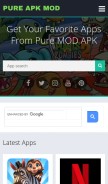 How pureapkmod.com looks like on a mobile device such as an iPhone.