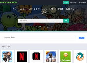 How pureapkmod.com looks like on a tablet such as an iPad.