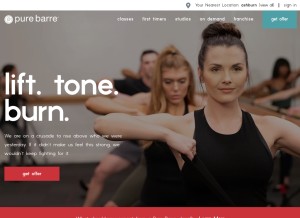How purebarre.com looks like on a tablet such as an iPad.