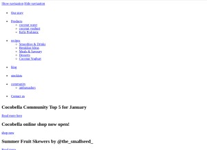 How purecocobella.com looks like on a tablet such as an iPad.