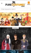 How purecostumes.com looks like on a mobile device such as an iPhone.