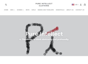 How pureintellectclothing.com looks like on a tablet such as an iPad.