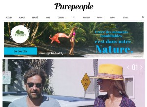 How purepeople.com looks like on a tablet such as an iPad.