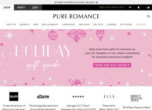 How pureromance.com looks like on a tablet such as an iPad.