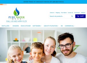 How purewaterguys.com looks like on a tablet such as an iPad.