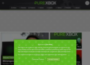 How purexbox.com looks like on a tablet such as an iPad.