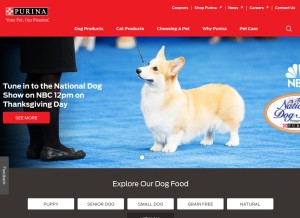 How purina.com looks like on a tablet such as an iPad.