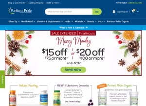 How puritan.com looks like on a tablet such as an iPad.