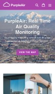 How purpleair.com looks like on a mobile device such as an iPhone.