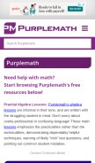 How purplemath.com looks like on a mobile device such as an iPhone.